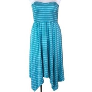 TORRID BLUE & WHITE STRAPLESS ASYMMETRICAL DRESS Size XL